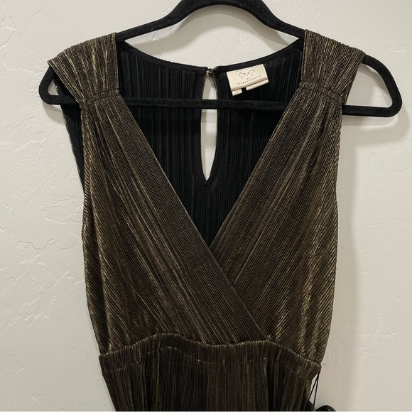 Vanessa Virginia by Anthropologie Pont Neuf Gold Metallic Jumpsuit Women's XS - Picture 11 of 16